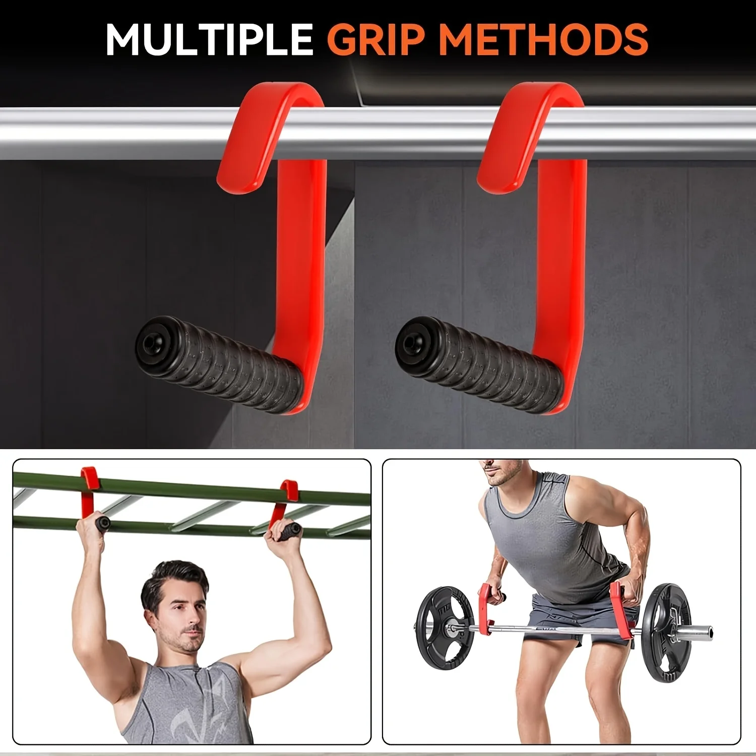 Agarradera multi-grip para fitness, mango tipo gancho, para barra, mancuerna, mango auxiliar, tirador, mango para cuerda elástica, asistencia para dominadas