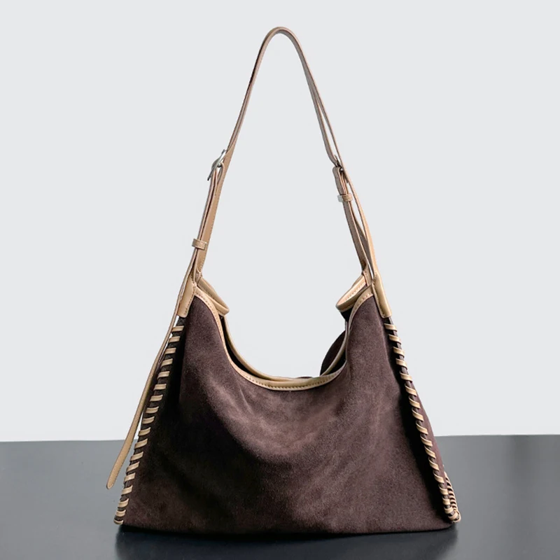 

Suede woven tote women's bag autumn and winter new niche design vintage soft relaxed large capacity fashion handbag shouder bag
