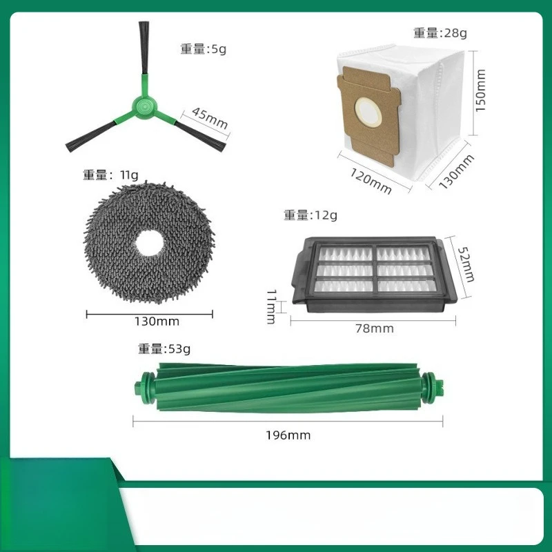 

Replacement Main Brush Side Brushes Filters Dust Bags for iRobot Roomba Plus 505 405 Combo Robot Vacuum Accessories Kit