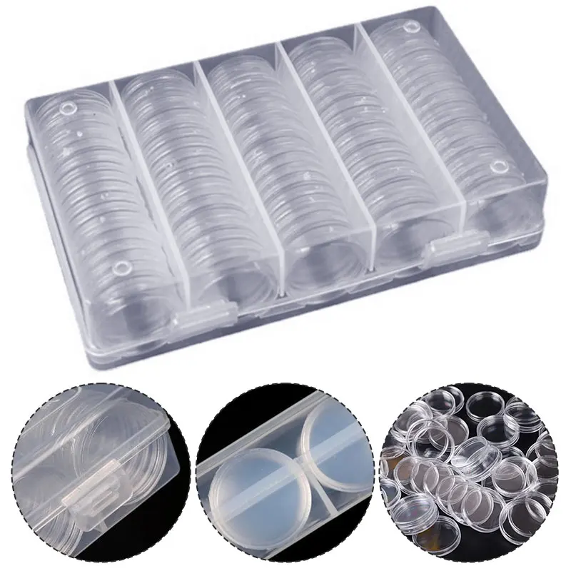 50/100Pcs 30/40Mm Collectible Coin Boxes Protective Coins Transparent Storage Capsules Round Coin Holder Organizer