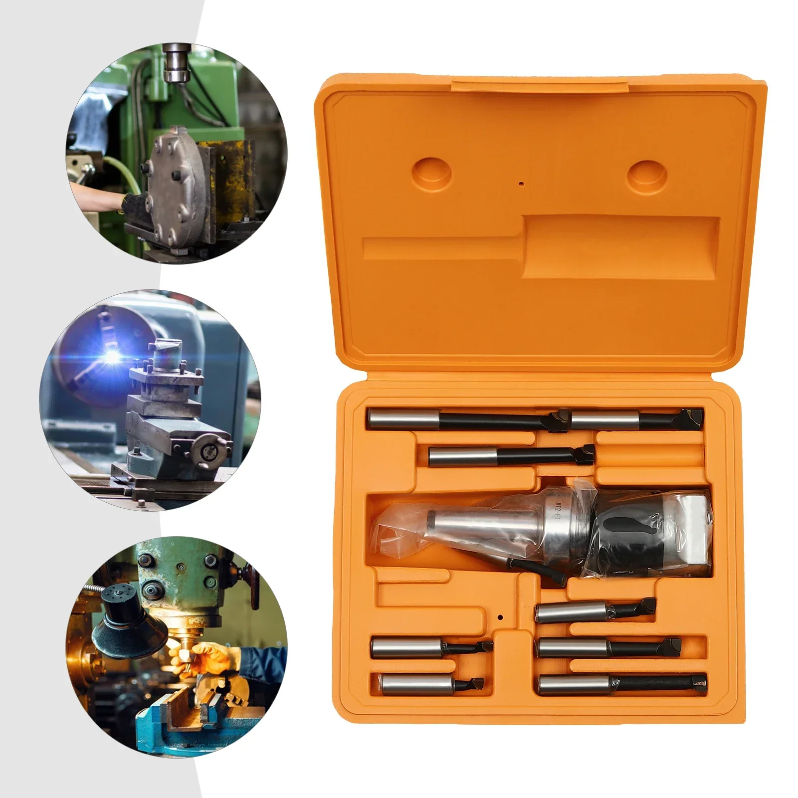 Juego de cabezales de mandrinado de 9 piezas con barra de mandrinado de carburo MT2 M10 de 1/2" para herramienta de fresado Bridgeport