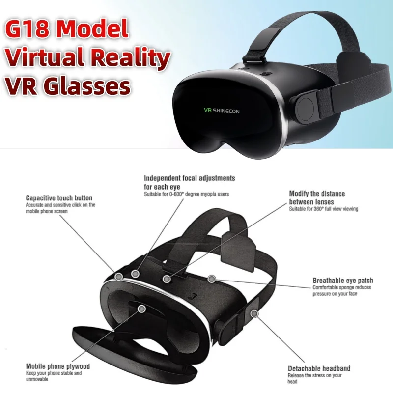 G18 Virtual Reality VR Glasses IMAX Huge Screen 3D Glasses Google Cardboard Box VR Helmet for 4.7-7