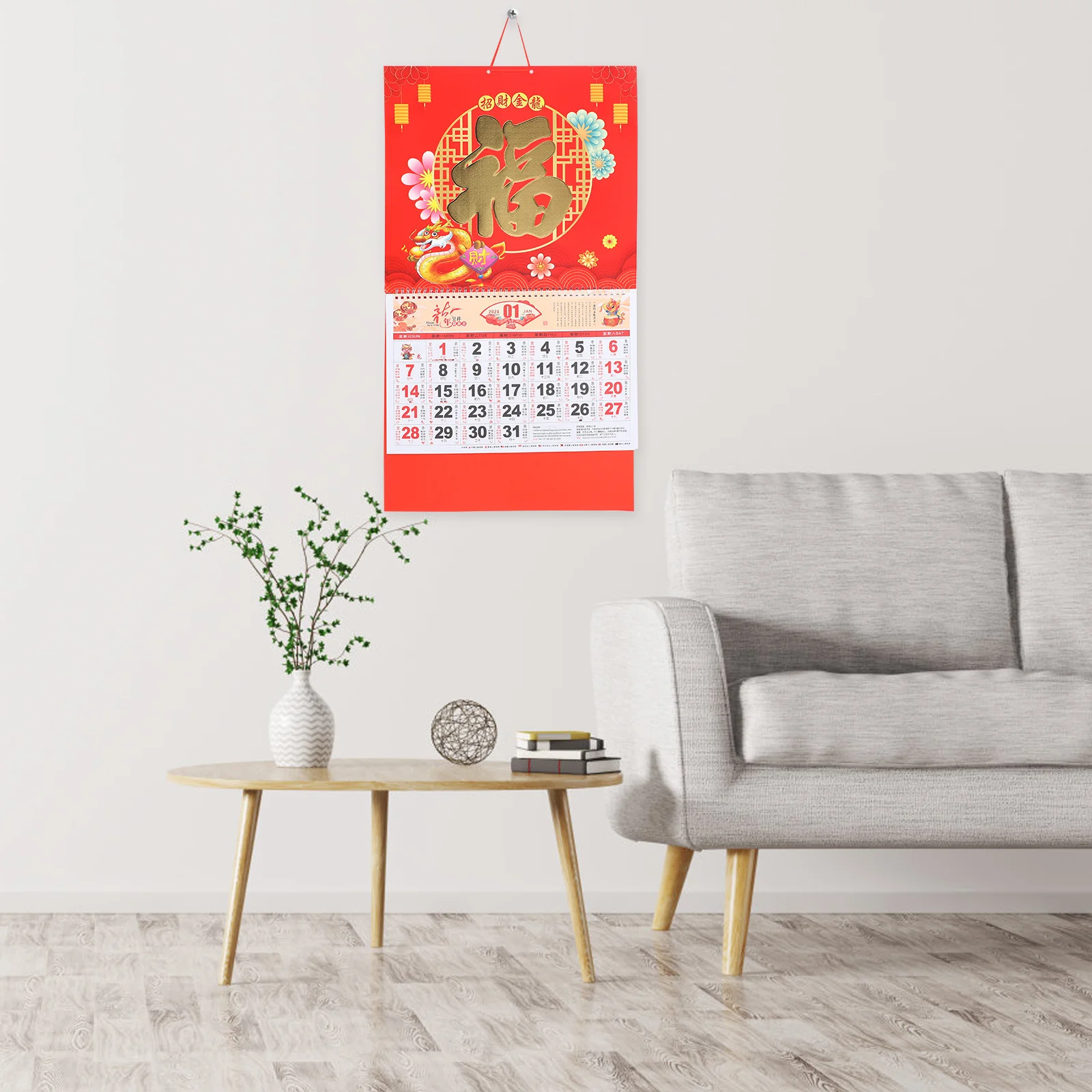 

Calendar Planning Wall Hanging Monthly Daily Chinese Style Traditional Paper Office Clear Printed
