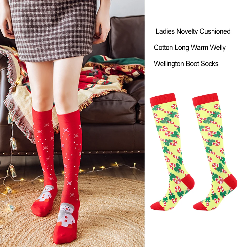 1 Pair Christmas Socks Banquet Long Tube Sock Skin-friendly Hosiery