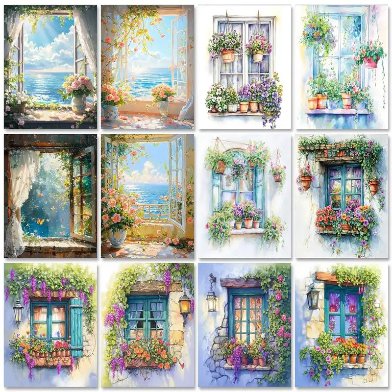 

GATYZTORY DIY Paint By Number window Scenery Pictures By Number Drawing On Canvas HandPainted Art Modern Gift Kit Home Decor
