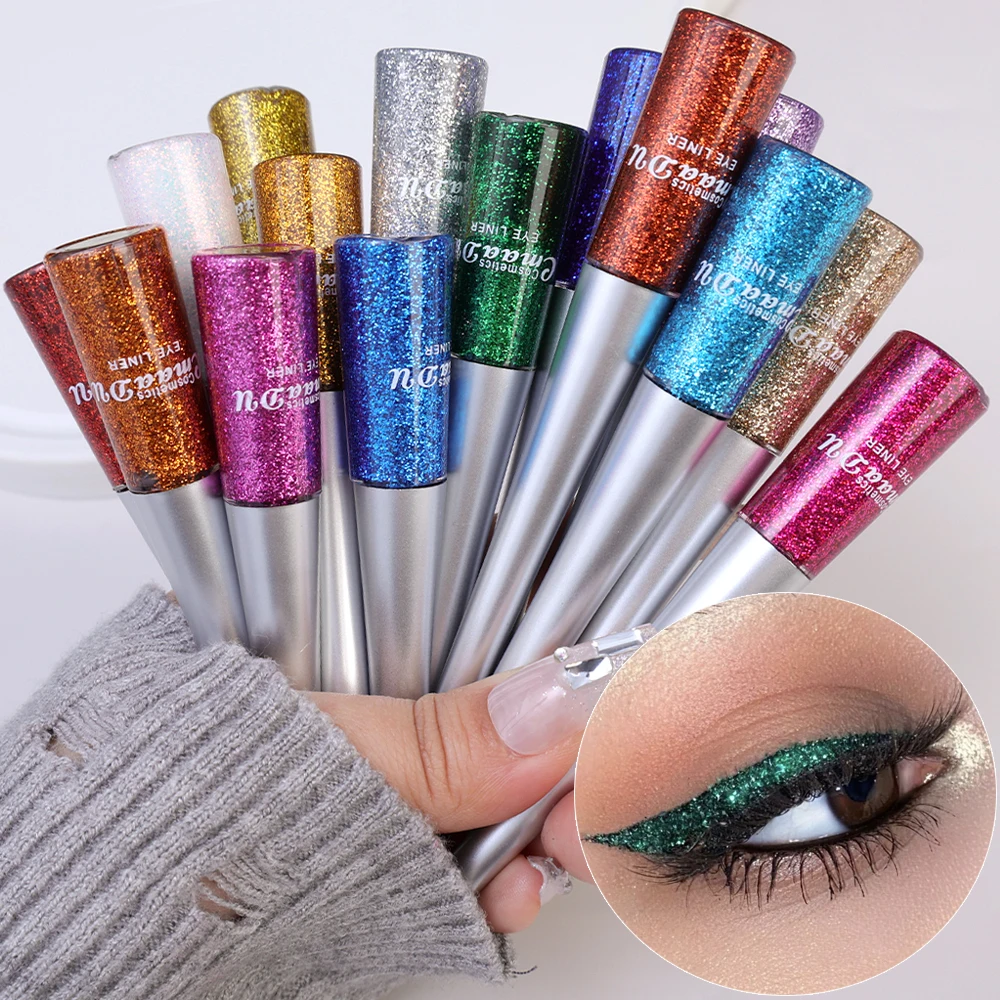 Waterdichte Diamant Glitter Roze Vloeibare Eyeliner Oogschaduw Make-Up Blauw Goud Pailletten Eyeliner Pen Oog Beauty Party Make-Up Tools