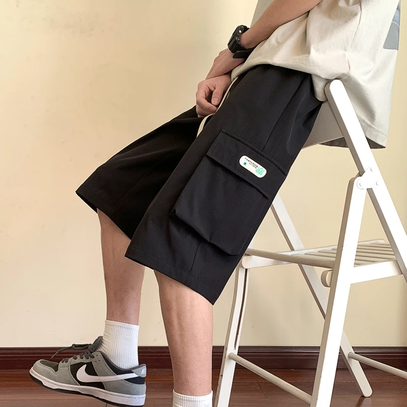 

Ice Silk Seven-Foot Pants Men's Summer Thin Loose Six-ort Casual Sports Pants Trendy Workwear Mid-Trousers