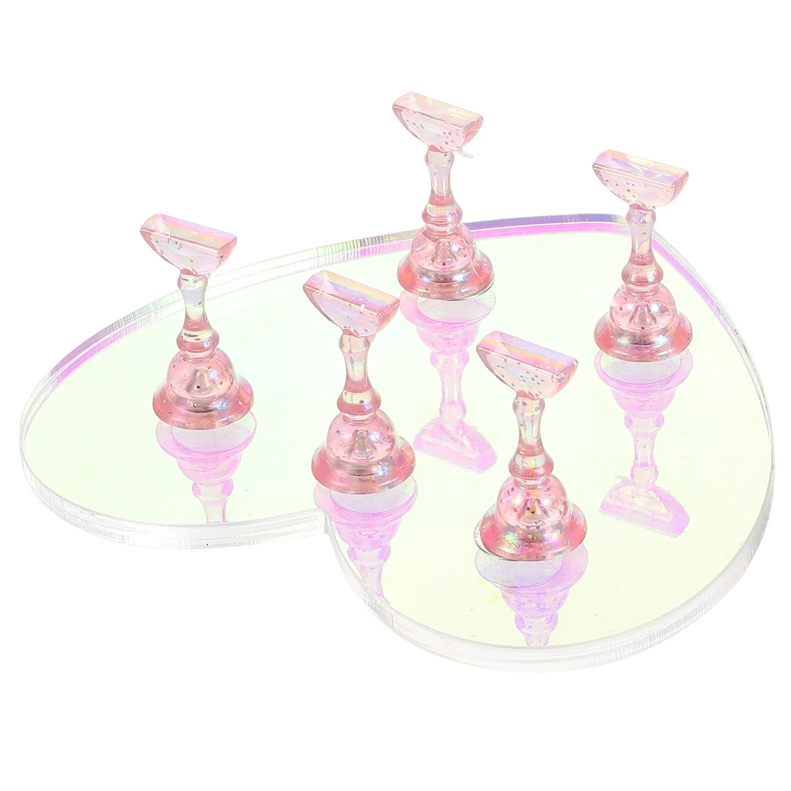 

5pcs Practice Kit Heart-Shaped Acrylic Base Portable False Display Stand For Manicure Art Training Salon Home Use Nail Art