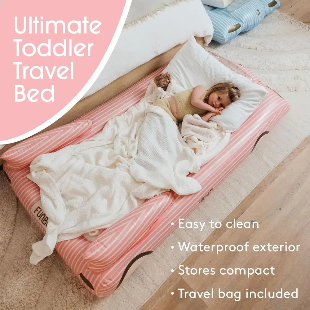 Portable Pink Twin Inflatable Bed with Carry Bag for Kids Sleepovers