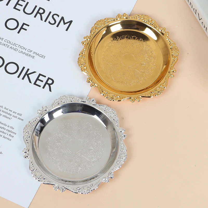 الفضة الذهبي الحديد صينية لوحة لامعة للزينة الحلي بوفيه كعكة الفاكهة لوازم الحفلات الحلوى أشتات تخزين لوحات