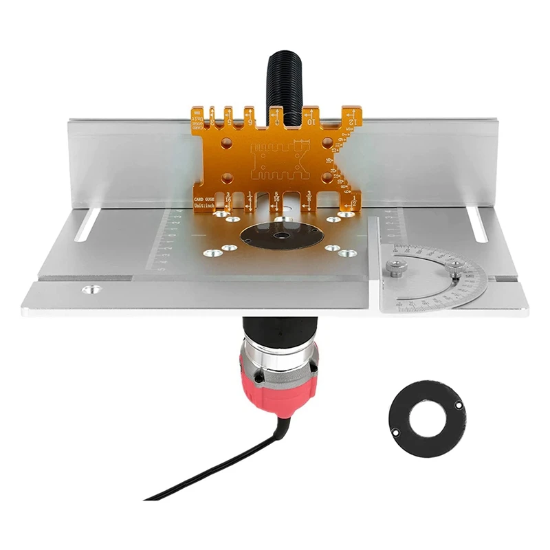 Piastra di inserimento del tavolo del Router in alluminio, tavola di vibrazione per fresatura del legno con manometro, utensile per legno per la