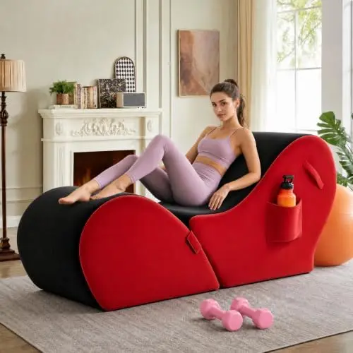 Ergonomic Convertible Yoga Chaise Lounge, 2-in-1 Design, Washable Cover | Ergonomic chaise for stretching, yoga and