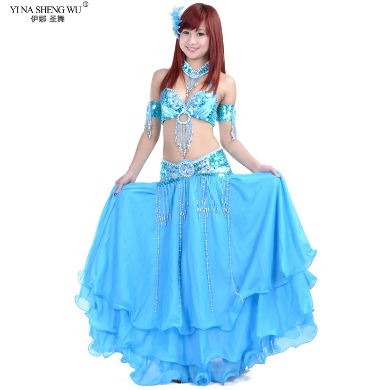 Belly Dance Performance Suit Fashion Classic Belly Dance Big Swing Skirt 3-layer Chiffon Wave Skirt Dance Practice Clothes