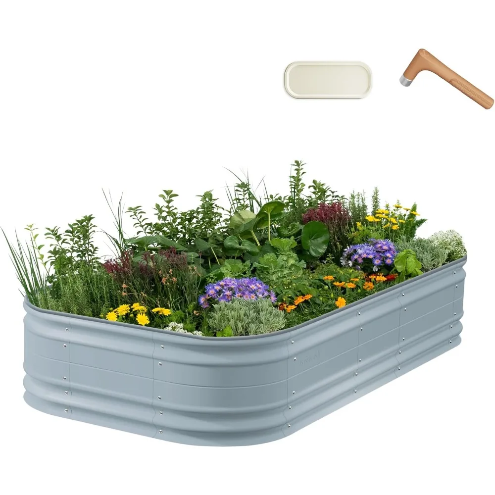 Vego garden-Kit de cama elevada Modular, macetero de Metal para verduras, flores y hierbas, 17 "de alto, 10 en 1, nuevo, 2 en