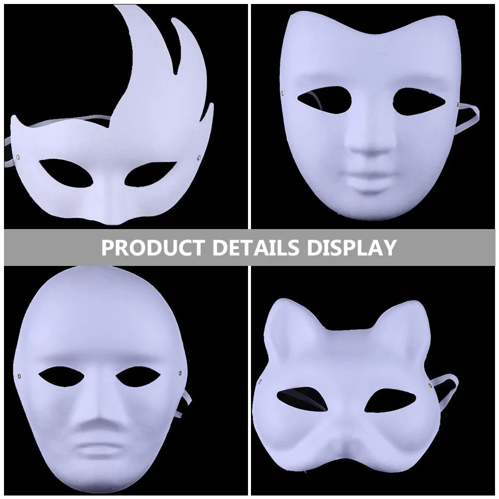 

16Pcs DIY White Paper Masks Blank Masquerade Cosplay Party Mask for Halloween Costume Paper Mask Masquerade Masks