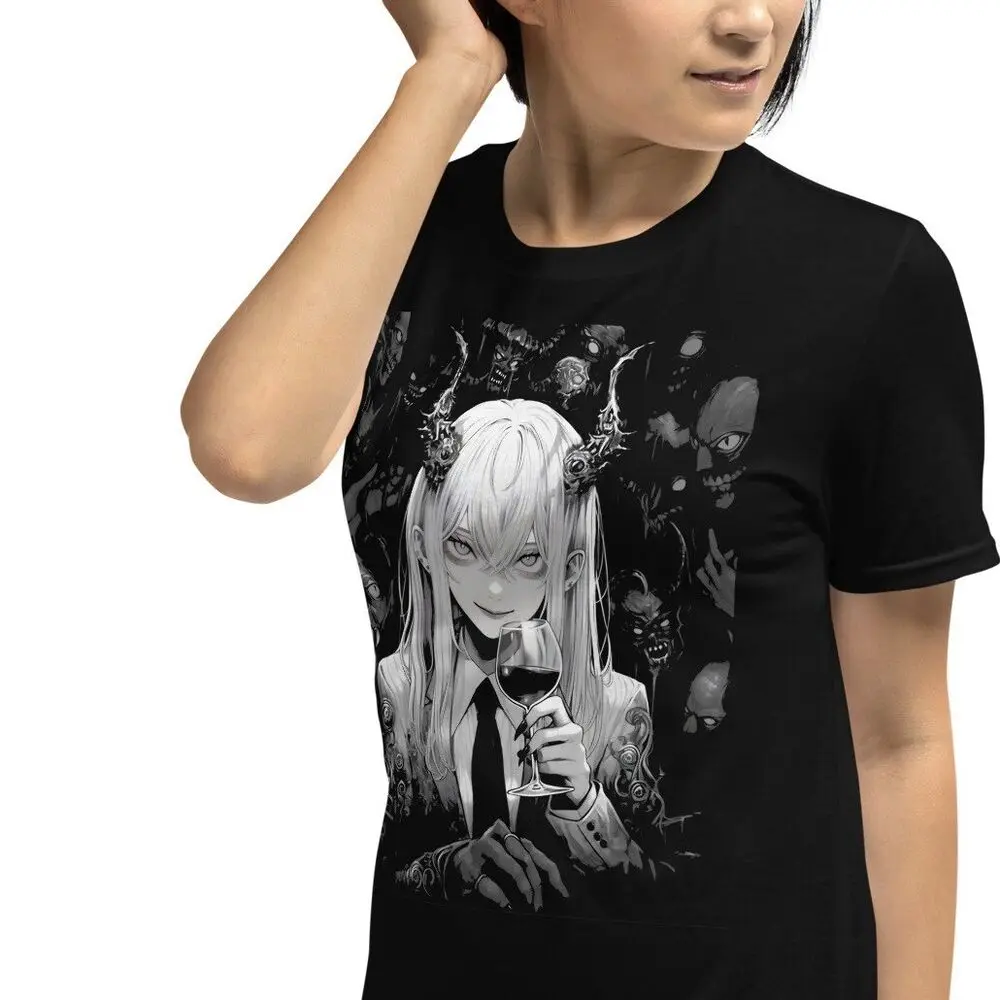 Anime Devil Girl Demon Satan Satanic Wine Blood Short-Sleeve Unisex T-Shirt