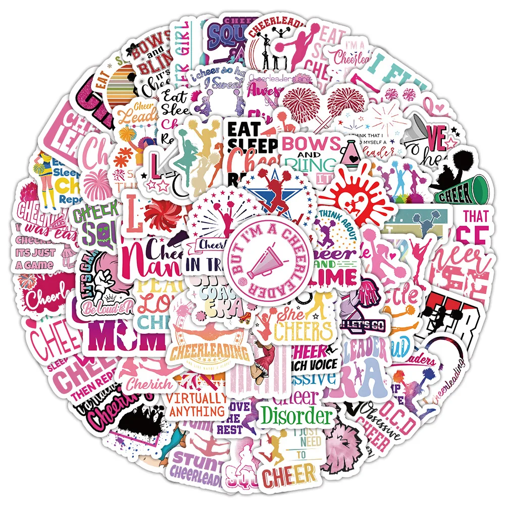 2024 New Cheerleading Sticker Pack Sports Cartoon Personalized Graffiti iPad Helmet  Water Cup Guitar DIY Clipart Toy Decoration