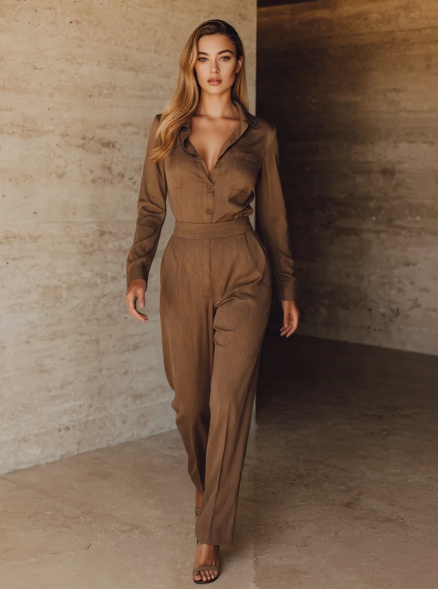 

Осенние комбинезоны Mia Muse Select, женские повседневные однотонные комбинезоны с длинными рукавами и лацканами, полная длина, офисные женские комбинезоны
