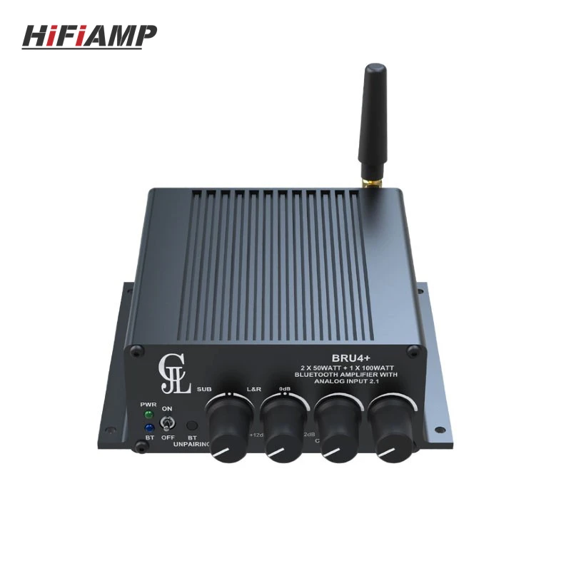 HiFiAMP BRU4+ Bluetooth5.3 2x50W+100W 2.1 Channel TPA3116 HiFi Digital Audio Power Amplifier DSP Tuning