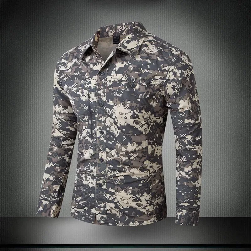 Camisa militar táctica transpirable para hombre, camisa de camuflaje desmontable, secado rápido, deportes al aire libre, escalada, senderismo, entrenamiento, Verano