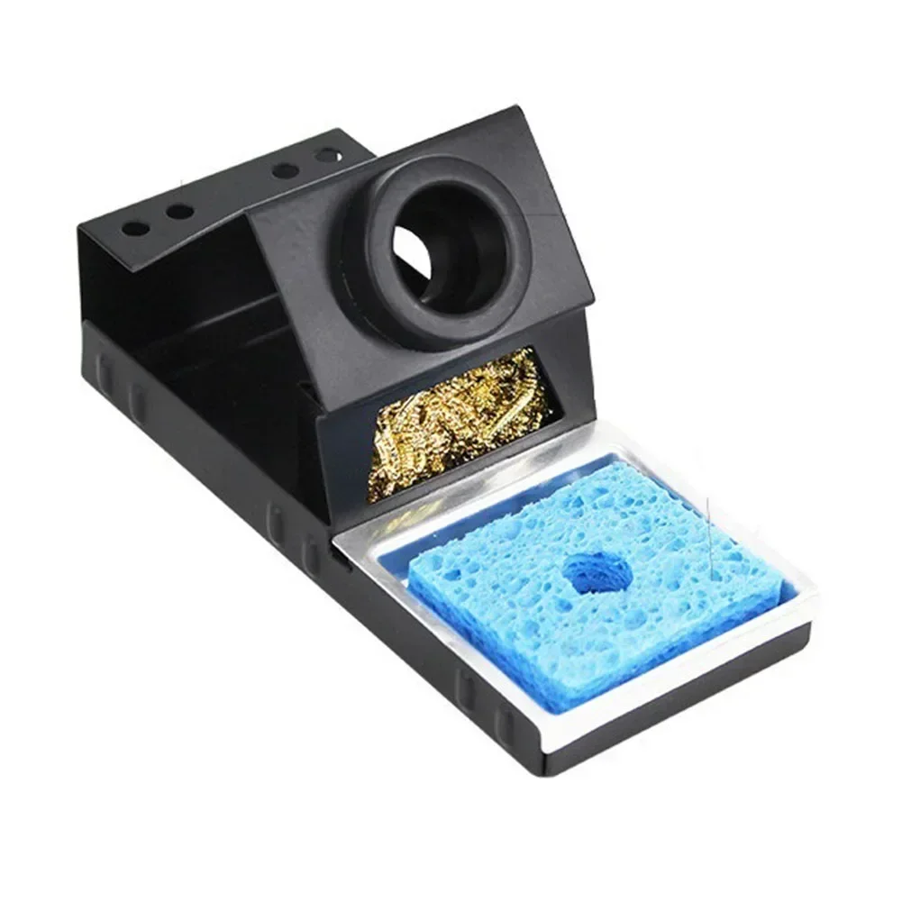 Heavy Duty Soldering Iron Holder Reliable Metal Stand with Integrated Brass Wool and Cleaning Sponge for Convenience