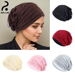 Mode muslimische Spitze Frauen Hijab Hüte klassische Baumwolle Turban Innen kappen hochwertige Stretch elastische Stirnband Schal Mütze Rimaire