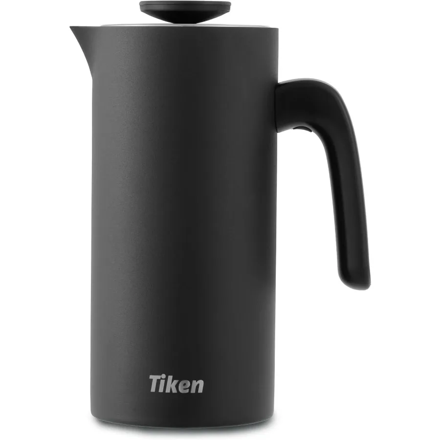 

Кофеварка French Press из нержавеющей стали с двойными стенками, кофеварка с вакуумной изоляцией, можно мыть в посудомоечной машине, 34 унции, черный