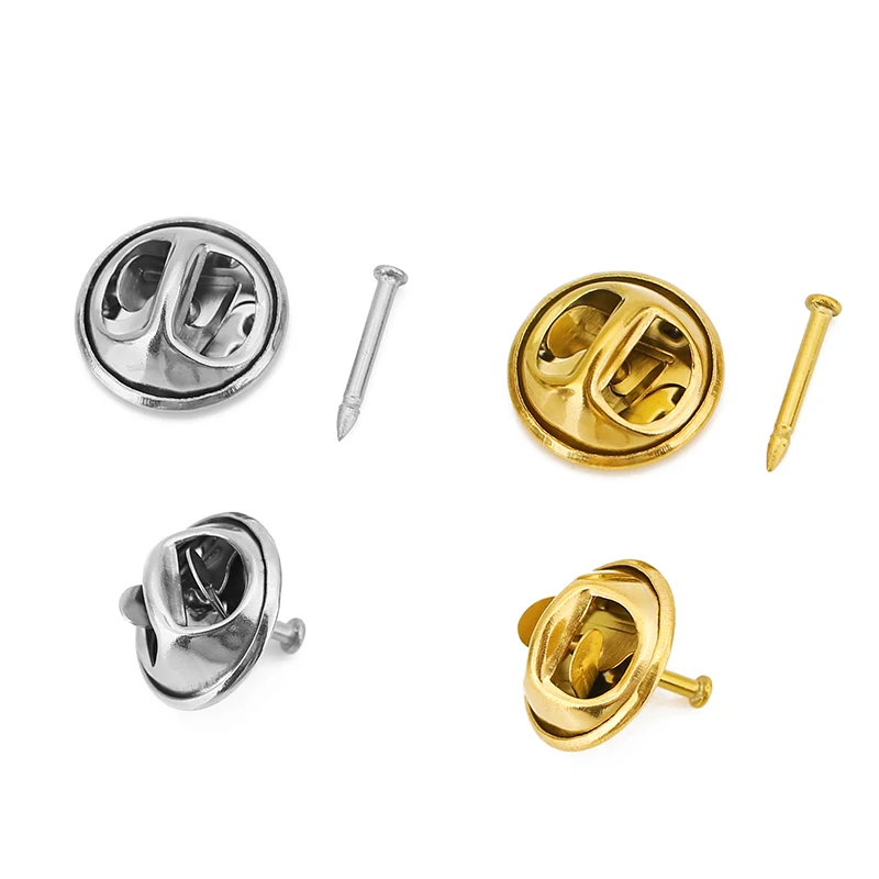 10pcs Stainless Steel Gold Brooch Pin Base Badge Holder Lapel Base Cufflink Settings Butterfly Tie Tack Pins Backs DIY Jewelry