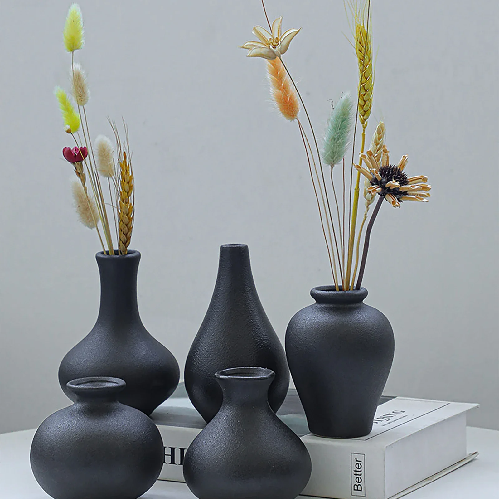 3/5pcs Simple Ceramic Vase Home Room Shelf Accessories Vase Decor Office Bookshelf Decorative Vases Nordic Style Flower Pot