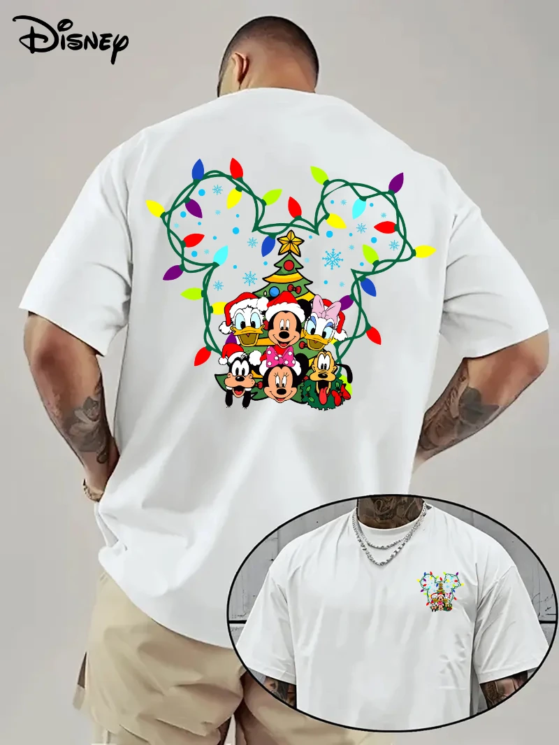 

Рождественская футболка с рисунком Микки Диснея, мужская модная дышащая и легкая повседневная футболка с коротким рукавом и буквенным принтом
