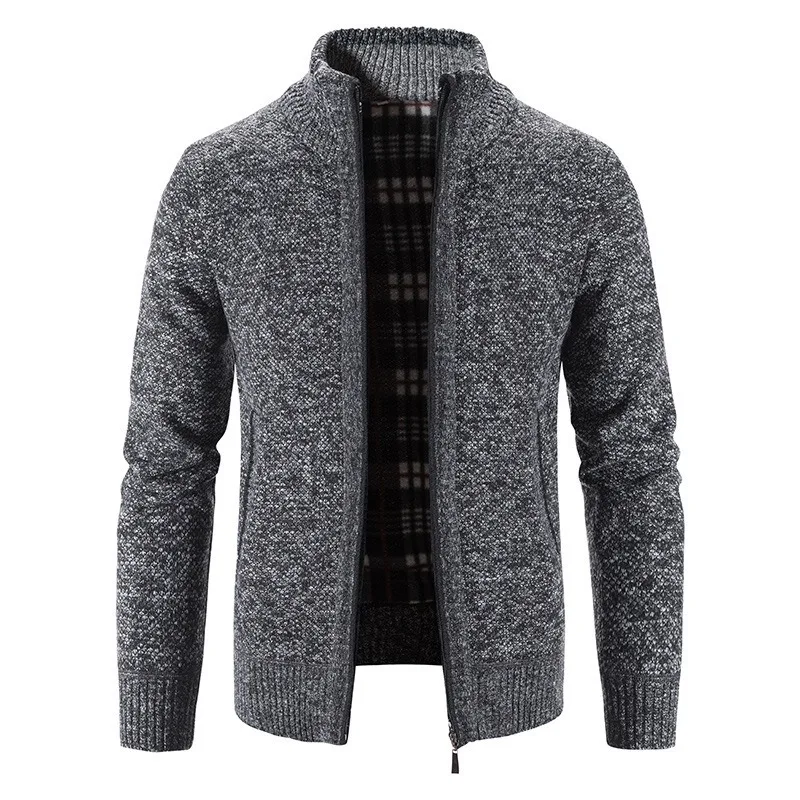 Cárdigan de punto para hombre, jerséis informales de Jacquard cálidos de manga larga para otoño e invierno, estilo europeo y americano