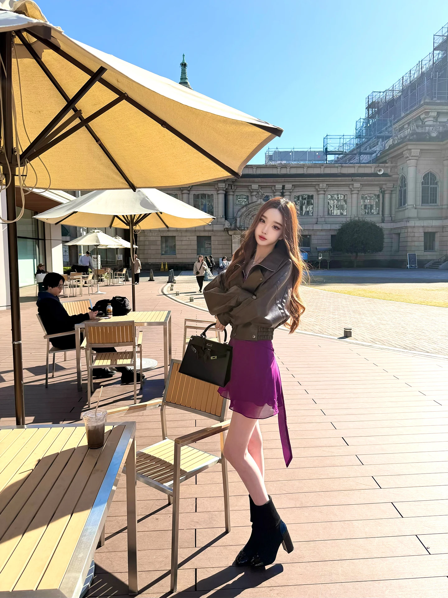 ort PU Leather Jaet Women's Spring Autumn Versatile Casual Sle No Fur Collar Synthetic Fabric Warmth Bright Surface