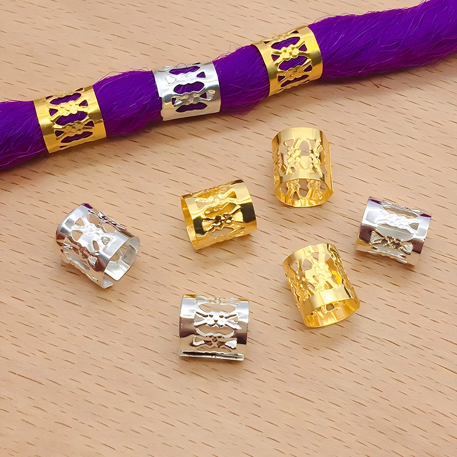 100 개/몫 Dreadlocks Braiding Hole Micro Ring에 대한 도매 Dreadlock 비즈 골드 실버 혼합 색상 헤어 금속 반지