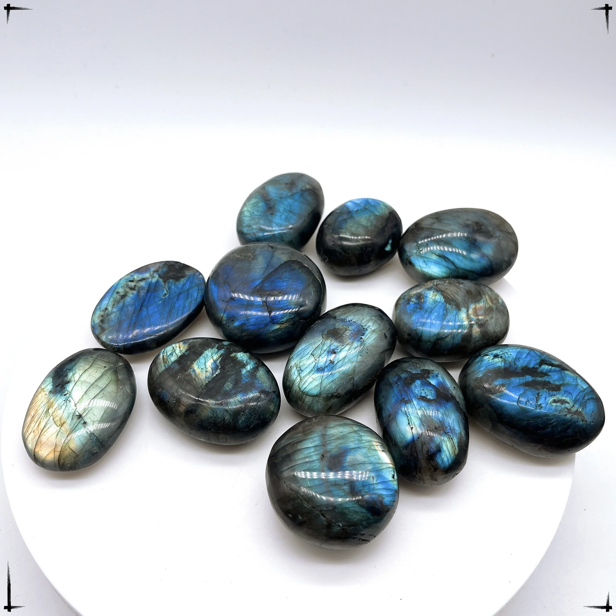 35-50MM Blue Flash Natural Tumbled Raw Natural Crystal Quartz Labradorite Palm Stone Crystal Reiki Healing Home Garden Decor