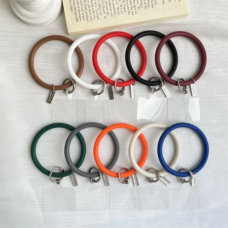 Silicone Wristbands Ring Circle Bracelet Charm Lanyards Strap for Mobile Phone Keychain Anti-Lost Cell Phone Lanyard