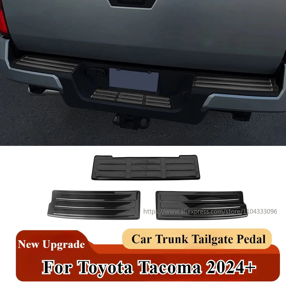 

For Toyota Tacoma 2024+ Stainless Steel Car Trunk Tailgate Pedal 3Pcs Door Sill Protect Cover Trim For Tacoma 2024 Accessories