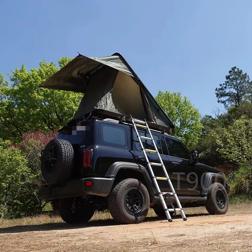 Automatic Hard Shell Roof Top Tent with Solar Panel Buildable  Hard Shell Camping Car Triangle Roof Tent