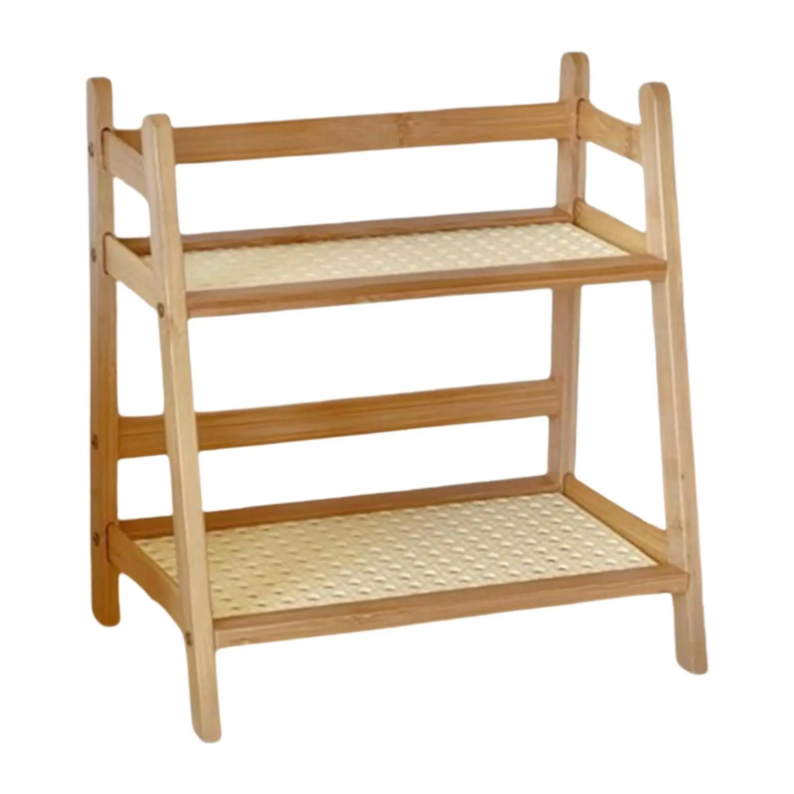 Bamboo Double Layer Rack Desk Storage Organizer for Desk Countertop Kitchen