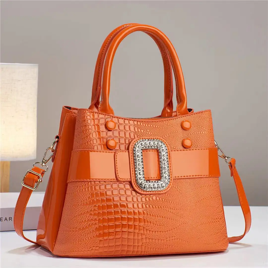 2024 Luxury Quality Diamond Handbags For Women Patent Leather Crocodile Pattern Ladies Shoulder Cross Body Bags bolsos de mujer