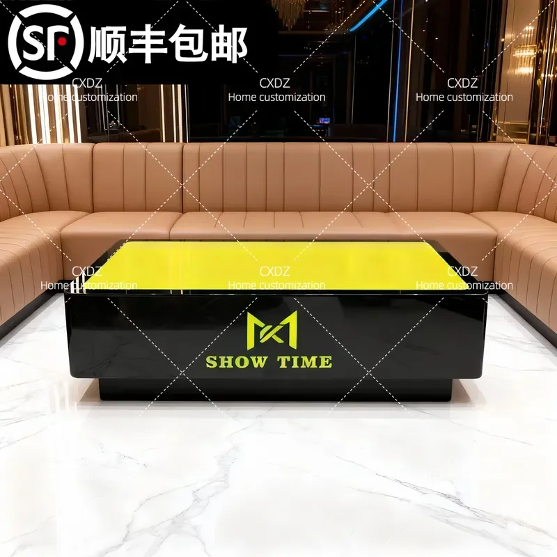 Luminous Marble Rock Slab Coffee Table for Karaoke Room Wine Bar European Style Spot Design Living Room Furniture