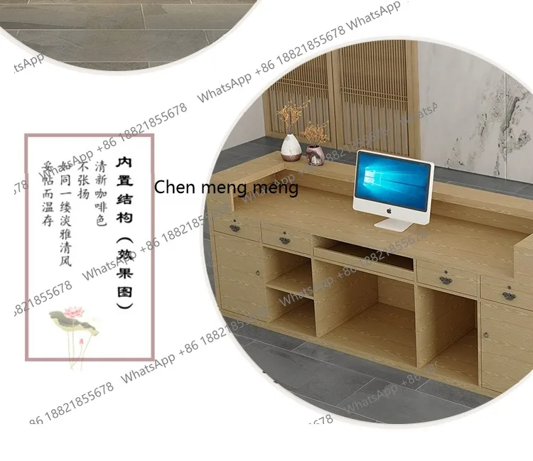 Chiński bar hotelowy Recepcja hotelowa B&B Caier Sklep z masażami stóp Strona kasy centrum zdrowotnego Recepcja z litego drewna