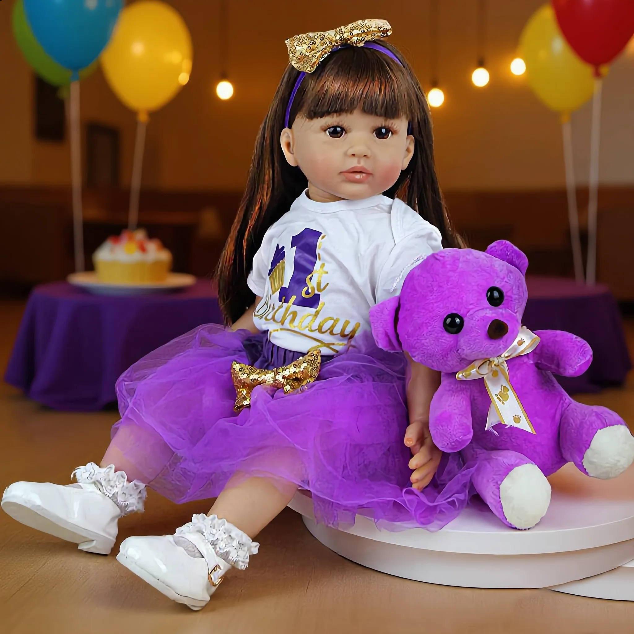 Reborn-Babypuppen 24 Zoll (60 cm) lebensecht realistische Reborn-Puppe Geschenk für Mädchen geeignet