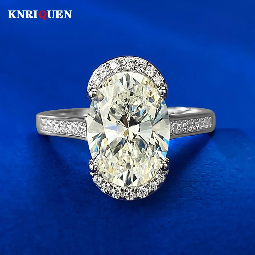 

2023 Trend 100% 925 Real Silver 8*11mm White G High Carbon Diamond Rings for Women Wedding Band Party Fine Jewelry Female Gifts