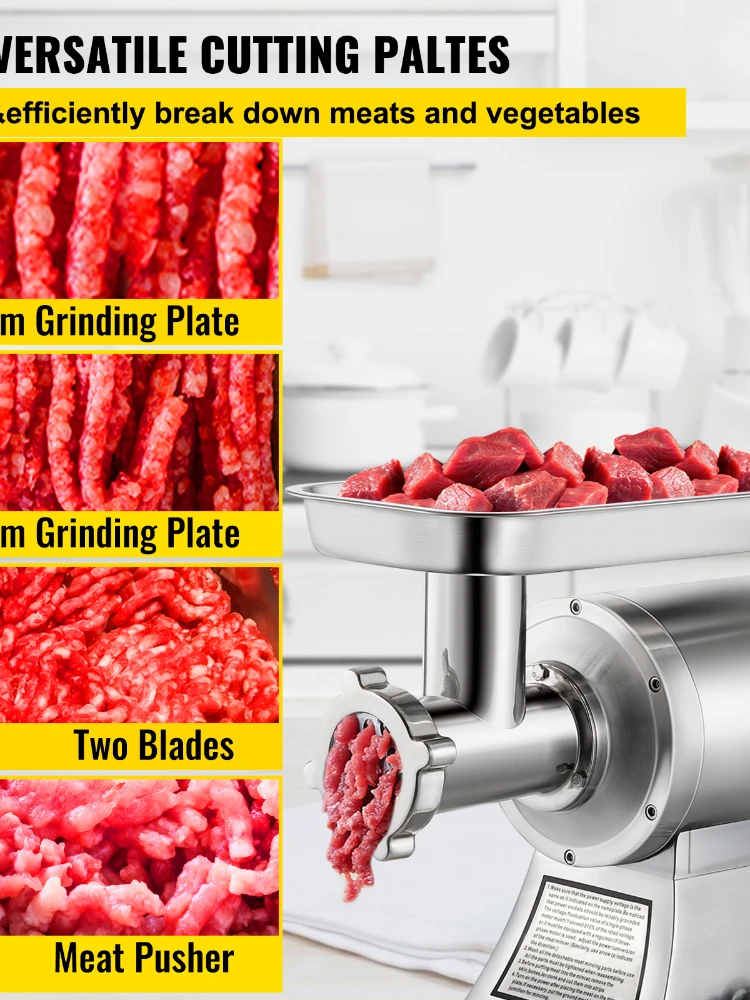 Commercial Heavy Duty Electric Meat Mincer 250KG/H Max Powerful Home Portable Sausage Stuffer Meat Mincer Food Processor