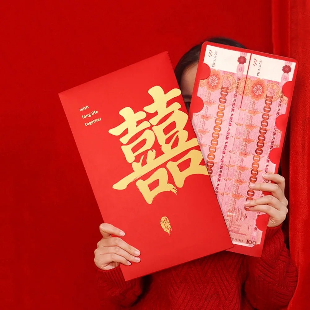 Red Packet Super Large Red Envelopes Traditional Paper Red Pockets Blessing HongBao Lucky Money Bag Wedding Party