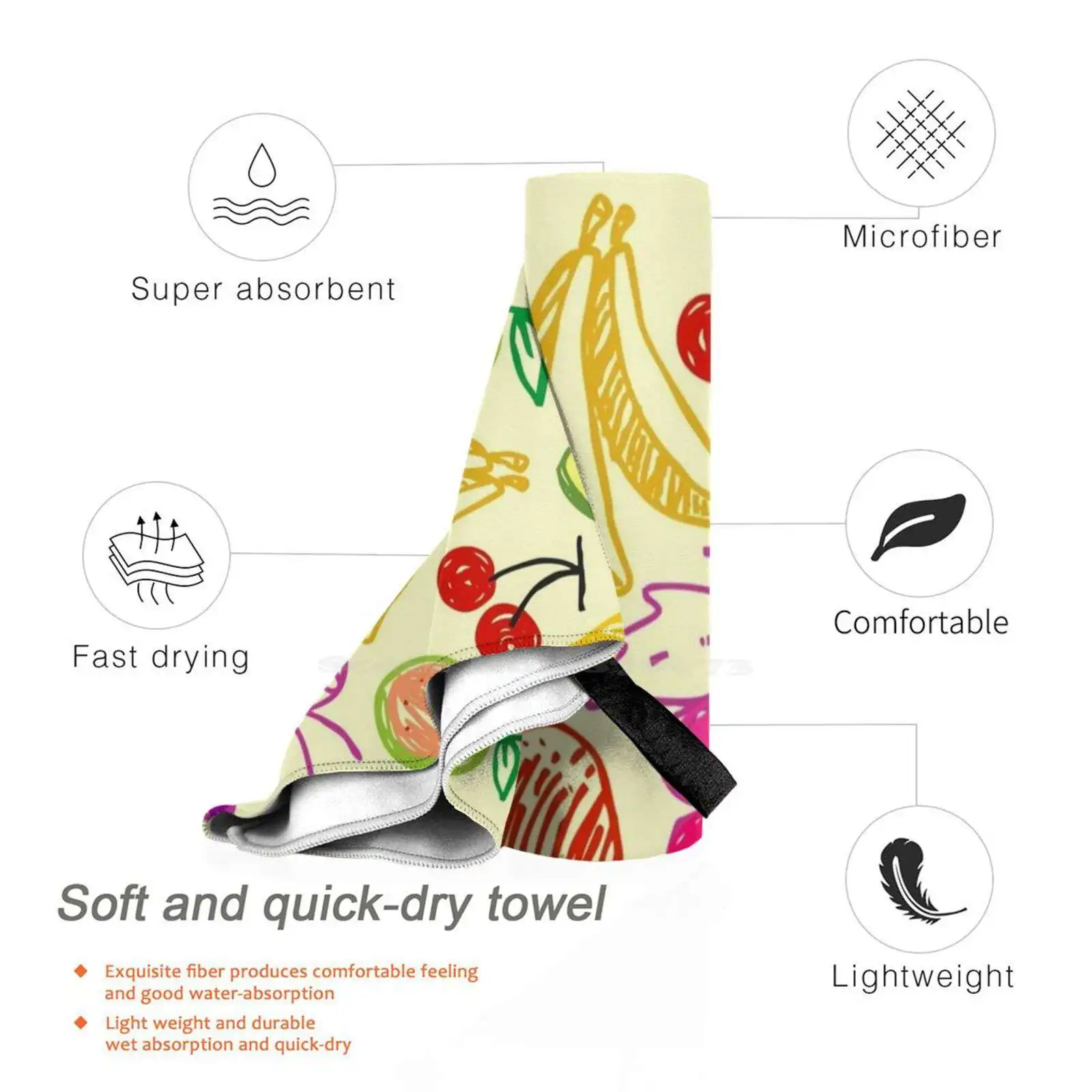 ديكور طباعة منشفة منشفة ناعمة Élément Citron Papillon Pastéque Feuilles Textile Repubacer Fleur Grafico Résumé Mosa ؟