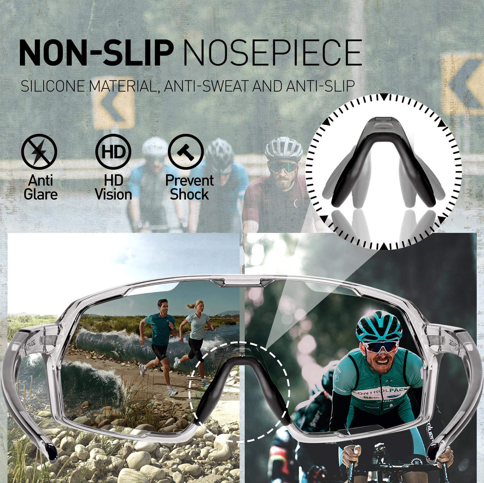 KAPVOE Wanderbrille, Fahrradbrille, Rennbrille, Camping-Sonnenbrille, UV400, Fahrrad- und Outdoor-Sportzubehör, Baseball-Ausrüstung – Detail 8