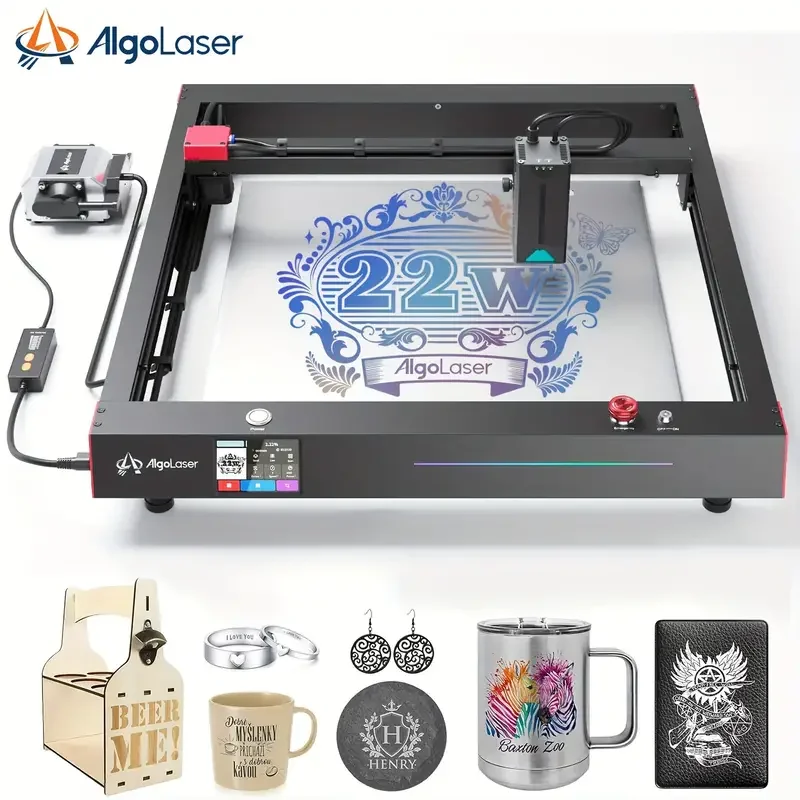 Algolaser Delta 22W First All-in-one Touch Screen Laser Engraver Cutter Super Easy to Use for Small Business Speed 500mm/sec