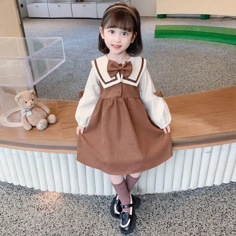 

Fashion Girls Dress Princess Spring Autumn Kids Children Clothes Elegant Bow Long Puff Sleeve Dresses for Girls Clothing 2-10Y