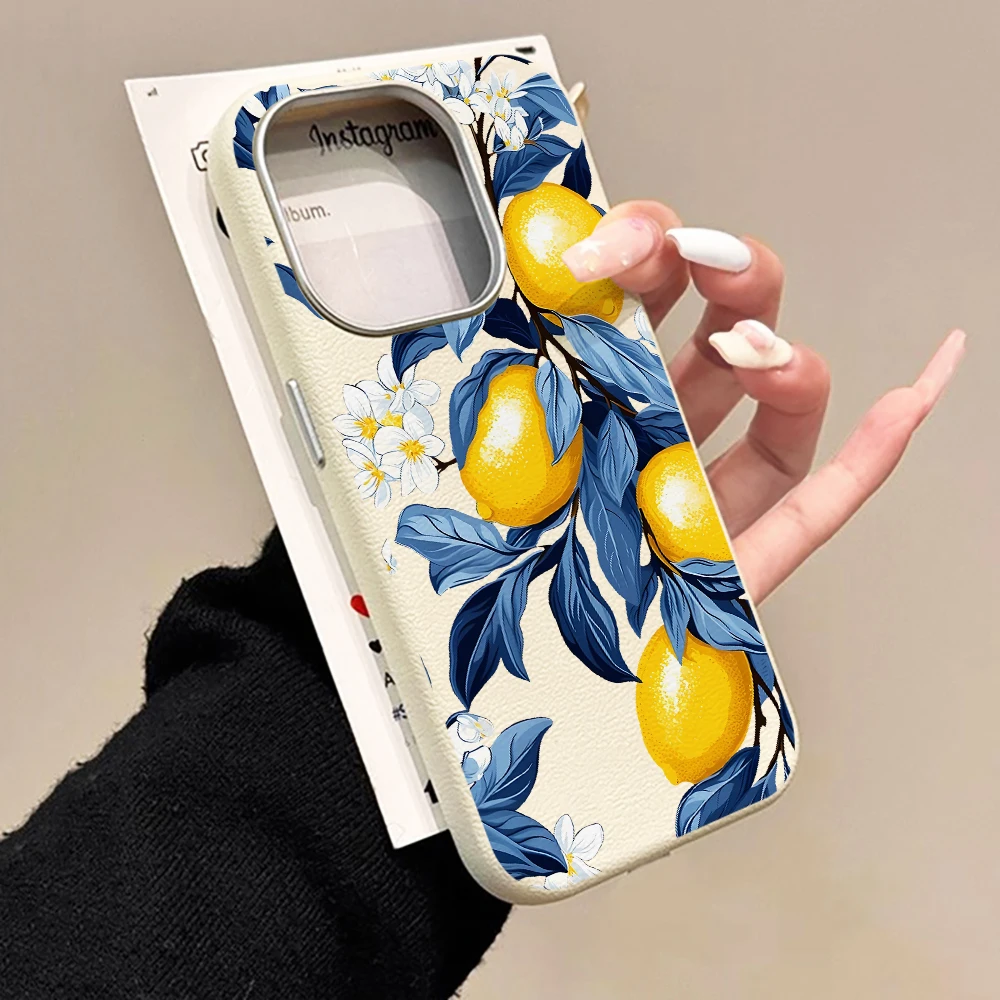 Phone Cases Xiaomi 15 - Blue Leaves Yellow Lemon Phone Case